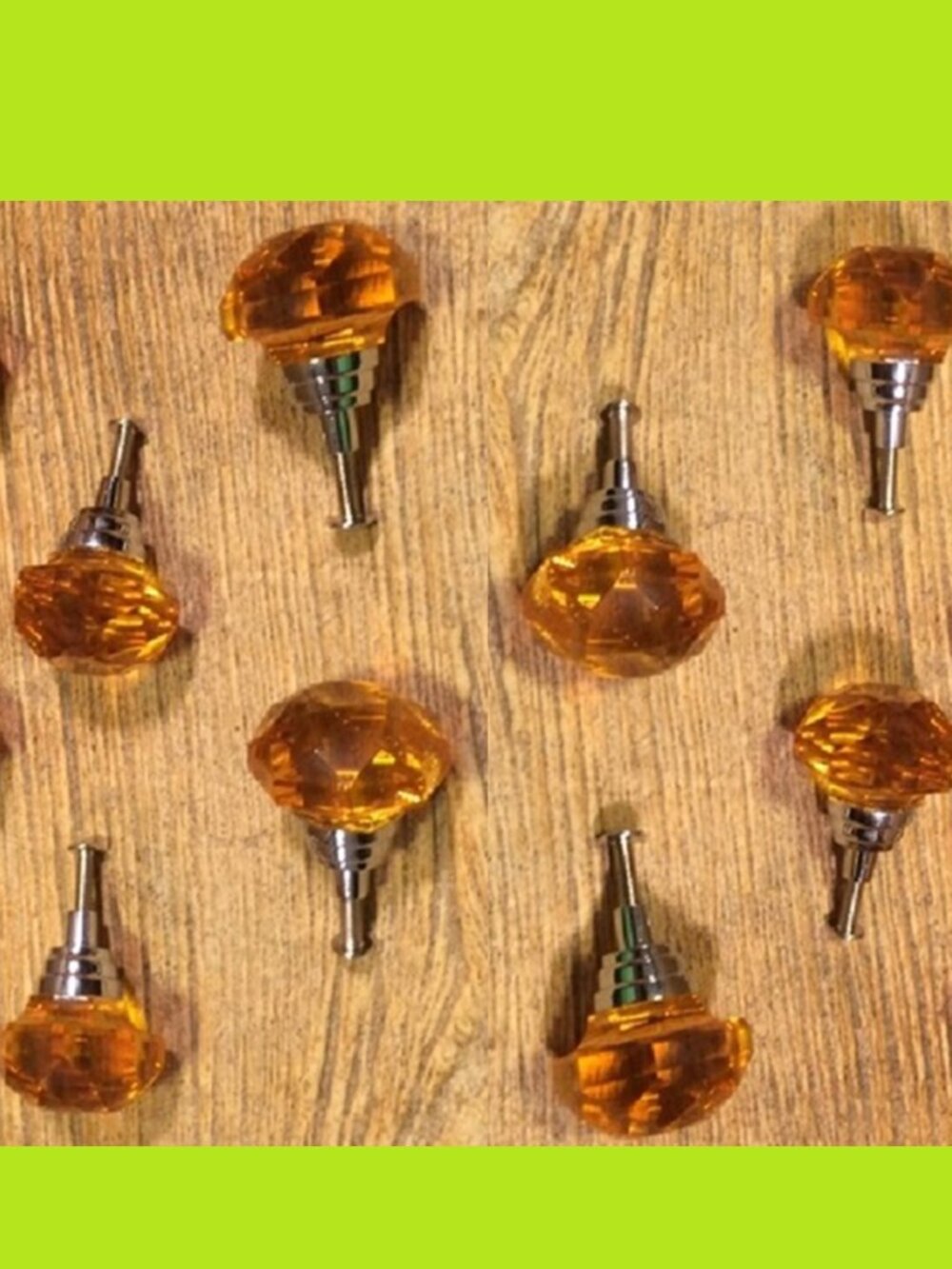 Set of Six (6) Large Amber Solid Crystal Drawer Knob Cabinet Pull Six (6) HO14A